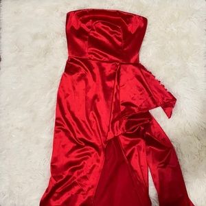 Fashionnova Satin Red Dress